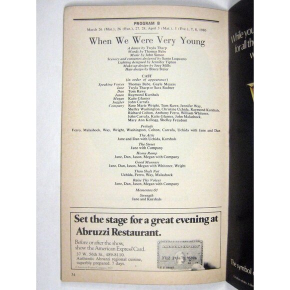 Twyla Tharp and Dancers Playbill 1980 Garden Theatre Rose Wright Tom Rawe - Picture 6 of 8